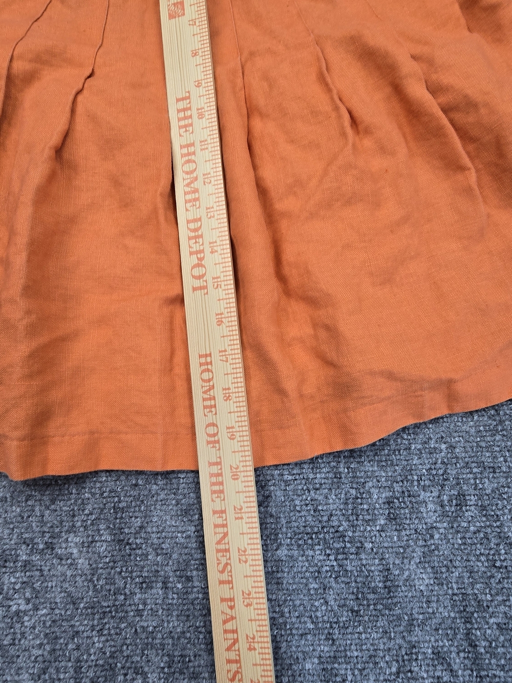 Stanley Blacker 100% Linen Orange A-Line Skirt Womens Size 14 Pleated Short - Picture 4 of 5